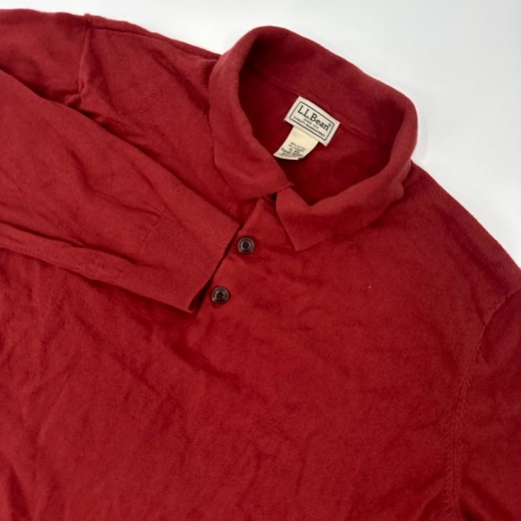 L.L. Bean Other - L.L.Bean Polo Sweater Mens XL Red Knit Ribbed Hem Raglan Sleeve Golf Performance